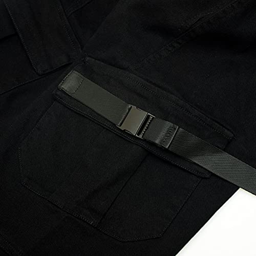 Boys Cargo Pants Cotton Casual Pants Elastic Waist Hiking School Uniform Sweatpants Joggers (Black, 10-12) #TOP6