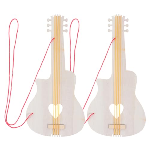 ibasenice 2Pcs DIY Wooden Guitar Toy for Kids - Unfinished Craft Guitar Cutouts for Painting and Creative Play