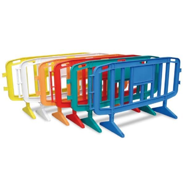 FERRETELIX Valla peatonal plastico azul (Kit de 3 unidades) 2 mts x 1 mt patas giratorias