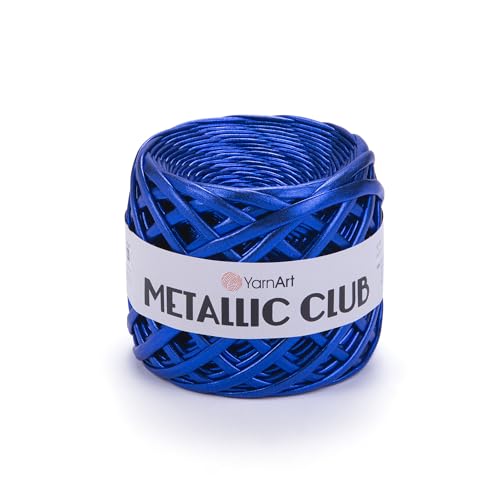 Image of YarnArt Metallic Club Yarn - Super Bulky T-Shirt Yarn, 100% Polyester, 6.35 oz (180g), 60 yds (55m), Shiny Multicolor Thread for Handbags, Chic Night Bags, and Crochet Projects (8118)