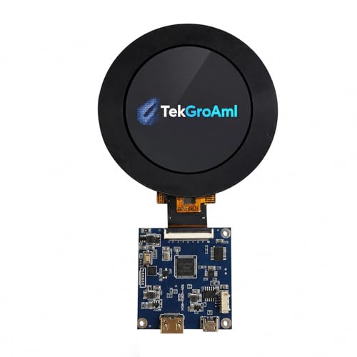 Image of TekGroAml 2.8 Inch Round Touch LCD Display,HDMI Board, 480x480 | IPS Capacitive Touch Screen, for Dashboard, SBC Control Panel, Windows Compatible