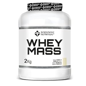Scientiffic Nutrition – Whey Mass, Proteínas y Carbohidratos en Proporción 50/50, Aumenta el Volumen Muscular, con Creatina, Enzimas Digestivas y Glutamina – 2kg, Vainilla.