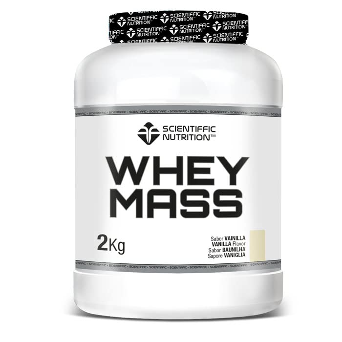 Scientiffic Nutrition - Whey Mass, Proteínas y Carbohidratos en Proporción 50/50, Aumenta el Volumen Muscular, con Creatina, Enzimas Digestivas y Glutamina - 2kg, Vainilla.