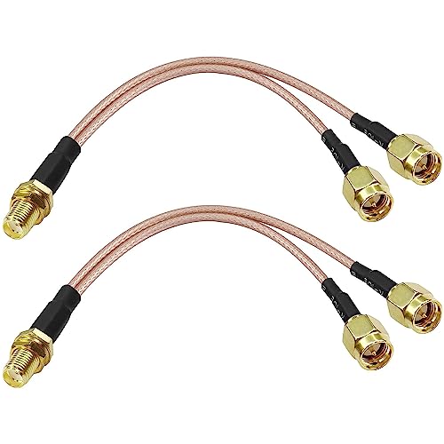 XMSJSIY SMA Y Splitter Cable SMA Female to Dual Male Coaxial RG316 Extension Lead Cable Adapter for GSM/GPRS/WiFi Network Card Module -15CM