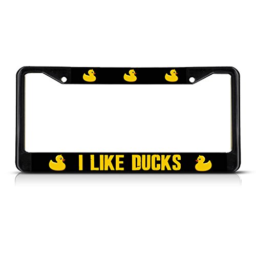 XHuiZio Duck Hunting License Plate Frame - Matte Black With Colorful Duck Design