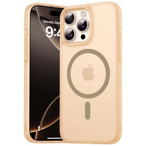 Image of DIZORO Matte Case for iPhone 16 Pro Compatible with MagSafe, Camera Lens Full Protection, Shockproof Translucent Frosted TPU Soft Phone Cover, Anti-Fingerprint (Desert)