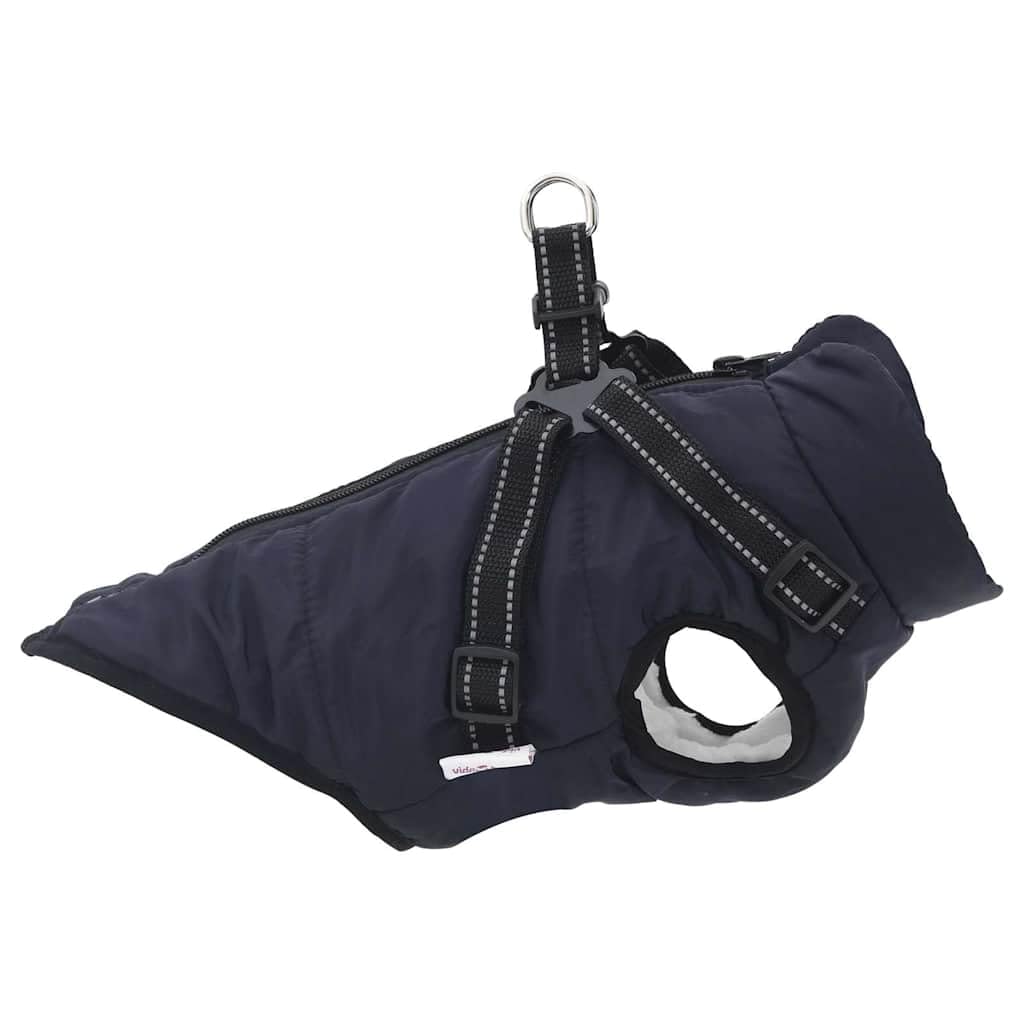 Cappotto per cani con pettorina, impermeabile, riflettente, blu navy, L36, regolabile, con cerniera, per inverno, autunno, esterno, protezione calda e asciutta