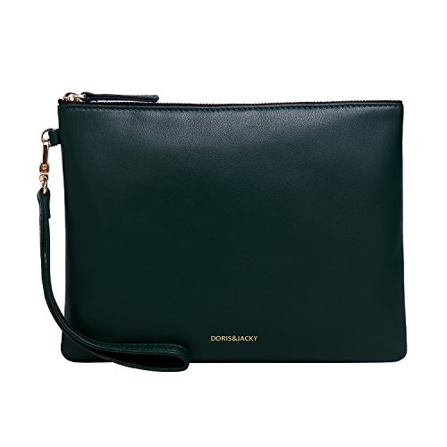 Image of DORIS&JACKY Lambskin Leather Wristlet Clutch Purse Women Large Phone Wallet