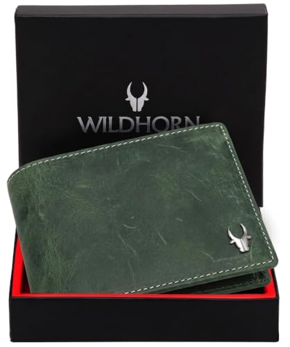 Image of WildHorn Genuine Leather Wallet for Men | Slim Bifold Wallet with RFID Blocking | Multiple Card Slots & Coin Pocket | Premium Leather Mens Wallet