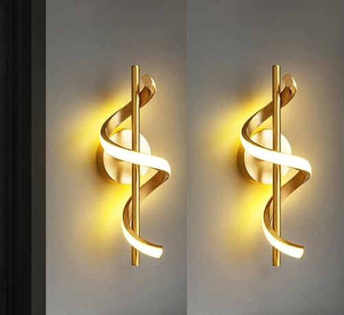 Image of Groeien Pack of 2 | Modern 3 Color LED Wall Sconce Spiral Glow Wall Light for Bedroom Living Room Corridor Lighting Fixtures Wall Mount(Warm+Natural+Coolwhite)(Spiral Glow, 2)