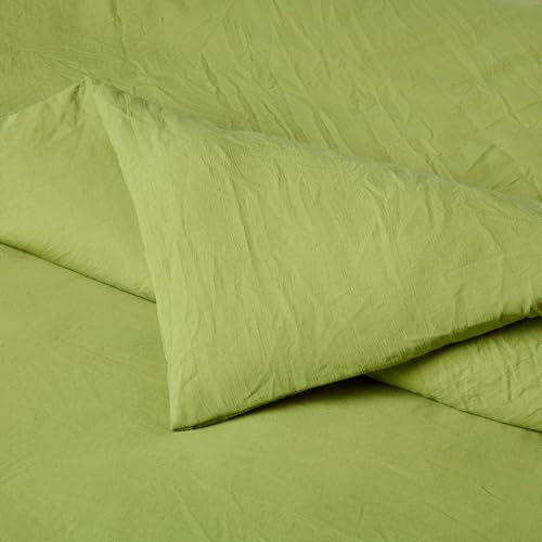 Image of Amazon Basics Brushed Microfiber Comforter Set, Very Soft with Natural Texture, Oeko-TEX Certified, Machine Washable, 3-Piece, King, Green
