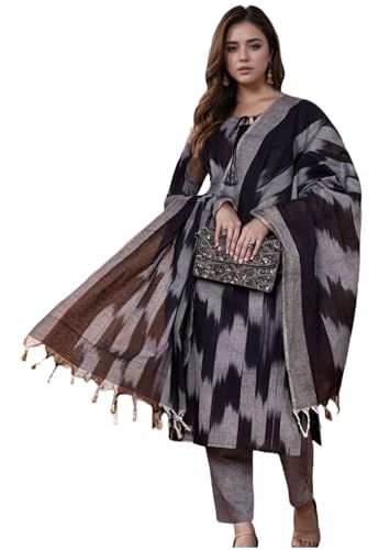 Image of ANNI DESIGNER Women Cotton Blend Kurta with Pant & Dupatta