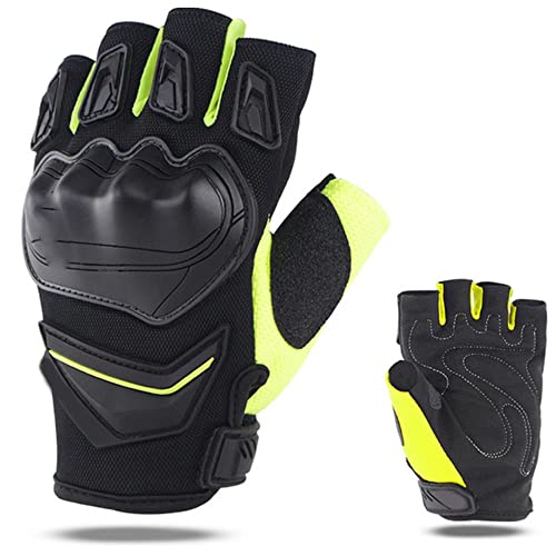 Gants de moto demi-doigt pour course et scooter avec coque de protection