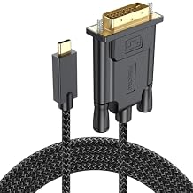 FEMORO USB C to DVI Cable 6 Feet, Type C to DVI 1080P@60Hz Cord Nylon Braided One-Directional Adapter for Phone Laptop Computer to Monitor