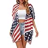 Women american flag kimono 4th of july cover up lightweight cardigan 4th of july outfits for women s xxl  urban country home decor