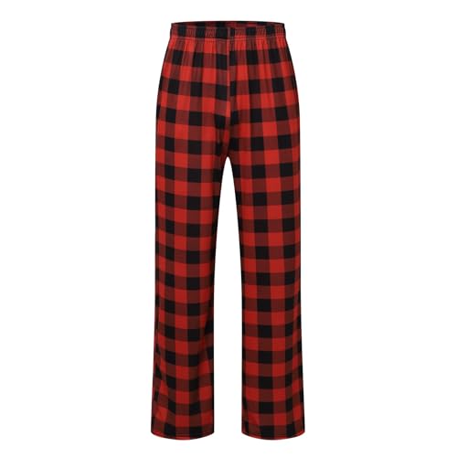 Mens Pajama Pants Baggy Lightweight Plaid Pj Pants Comfy Lounge Pj Bottoms Loose Elastic Waist Trousers With Pockets3