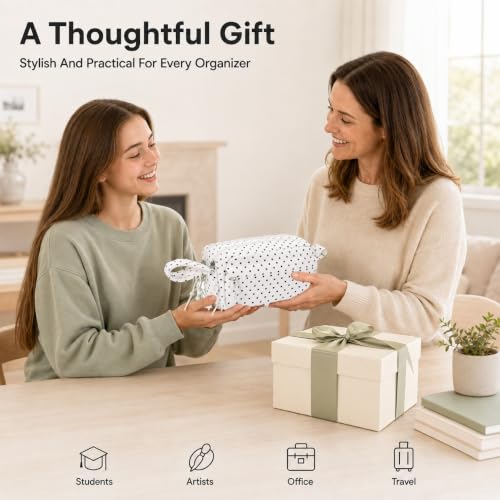 Image of Bluboon Big Capacity Pencil Case Pencil Pouch Pen Case School Supplies Cute Pencil Box Pencil Bag for Teen Girls Boys Women Man (Black dots - White)