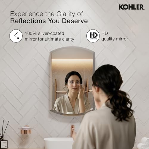 Image of Kohler Archer Bathroom Mirror Cabinet | Wall Mounted HD Mirror | Rust-Free | Soft Close Hinges, Adjustable Deep Shelves | Sleek Storage for Modern Bathrooms | 3 Yrs Warranty, 510 x 787 mm