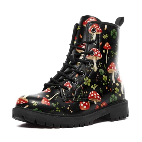Women's Stylish Ankle Boots Mushroom printed Gift Lightweight Comfort Waterproof Casual Fashion Winter Combat Booties