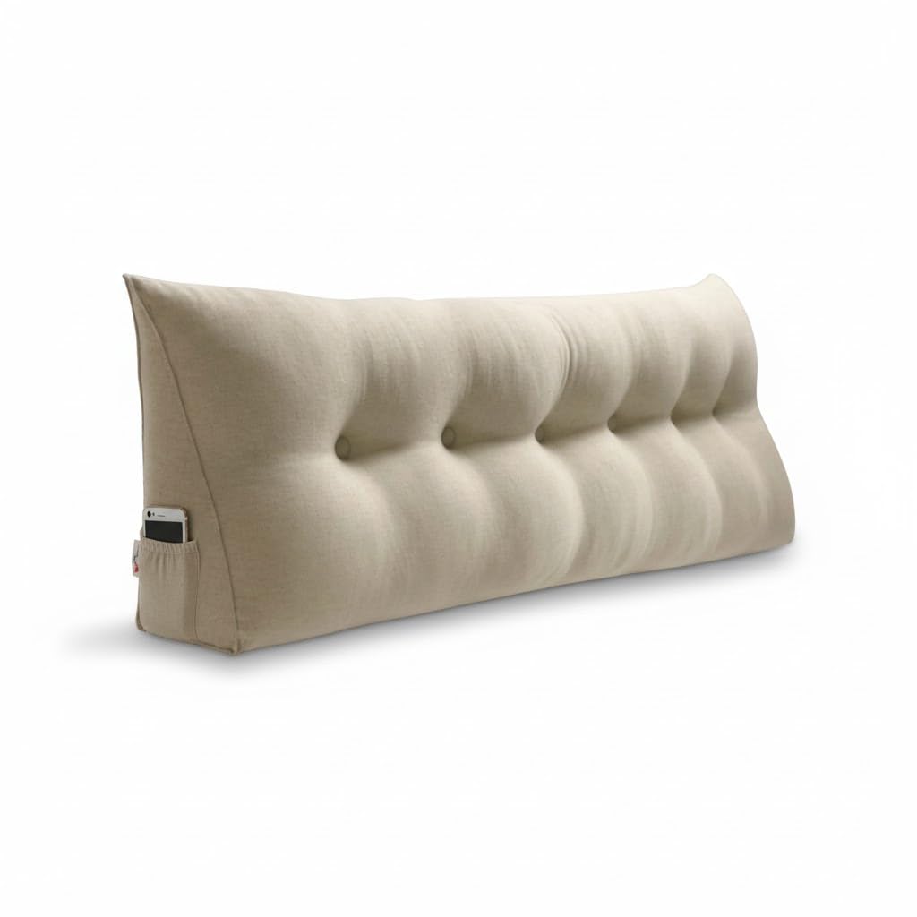 Pillow Palette Triangular Reading Cushion - White Linen (120, cm, 50, cm, Triangular Reading Cushion - White Linen)