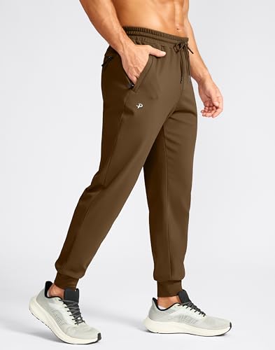 Pudolla Men's Fleece Joggers with 3 Zipper Pockets Warm Athletic Pants Winter Workout Gym Running Sweatpants for Men2