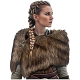 Générique Costume Viking pour Femme   Col en Fourrure Synthétique   Étole   Fourrure d'épaules   Vêtement Médiéval   pour Carnaval, Halloween, Fête, Cosplay