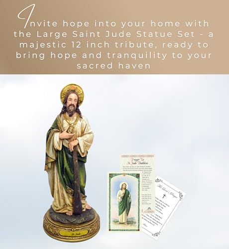 Estatua San Judas 12 pulgadas con tarjetas de oración miniatura 2
