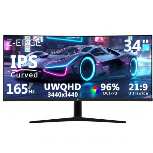 Z-Edge 34 Zoll Ultrawide Curved Gaming Monitor 165Hz 3440x1440 IPS 21:9