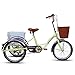 Kays Triciclo para Adultos Bicicleta con 3 Ruedas Velocidad De Una Sola Rueda Bici De Tres Pulgadas Triciclo Adulto De 20 Pulgadas Triciclo con Cesta De Compras Bicicleta De Cru(Color:Beige)