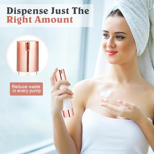 8 Pcs 50ml/1.7oz Airless Pump Bottles Empty Vacuum Bottle Rose Gold Travel Size Cosmetic Containers for Liquid Foundation Lotion Moisturizer Shampoo Make Up4