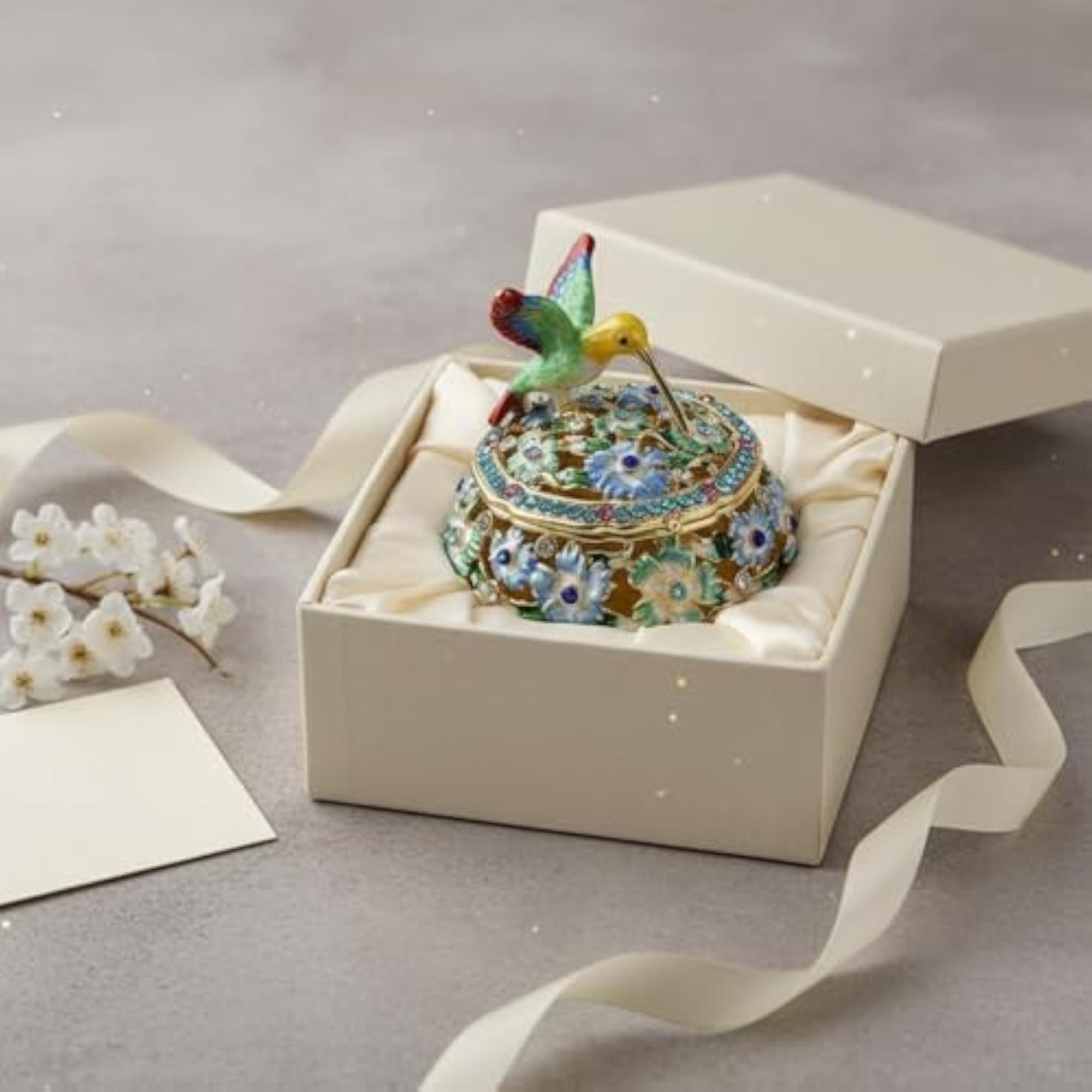Handmade Hummingbird Trinket Box Luxury Design Home Decor