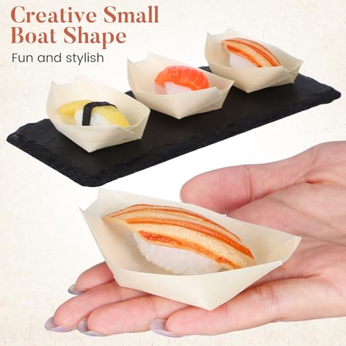 Platos desechables de madera para sushi Lurrose 100pcs miniatura 3