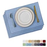 Home Brilliant Blue Placemats Set of 4 Heat Resistant Farmhouse Boho Placemats Burlap Cloth Place...