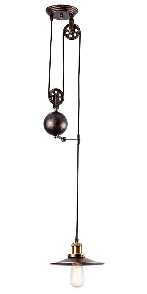 iDEGU Lámpara de techo vintage industrial, retro E27, lámpara de techo estilo Edison plafón sistema polea de metal lámpara de techo para comedor, cocina, bar, óxido