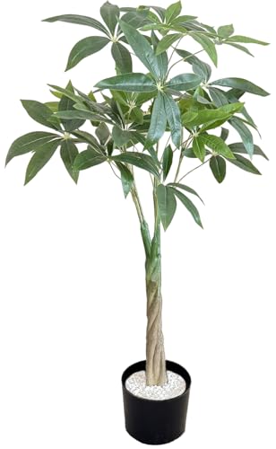 Kugusa 【生花店監修】 フェイクグリーン 大型 パキラ リアル 人工観葉植物 観葉植物 フェイク 大型 造花 100cm インテリア 室内 オフィス おしゃれ 装飾 幸運の木 (黒鉢)