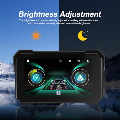 Image of CAMECHO Motorcycle Carplay Screen, Wireless CarPlay Android Auto for Moto, 5 inch Waterproof Touchscreen Portable Car Stereo Support Dual Bluetooth, Siri, Google Assistant