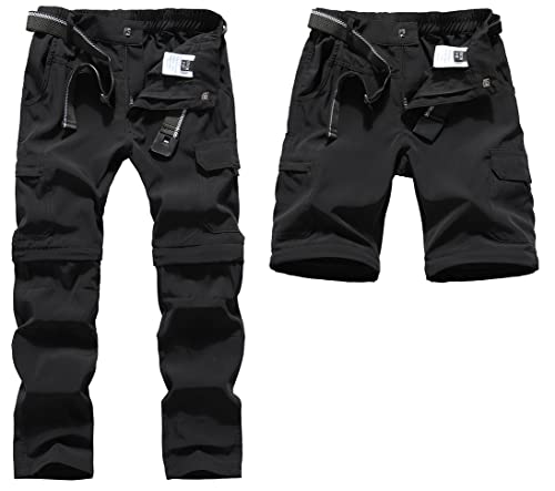 Dafengea Kids Hiking Cargo Pants Casual Outdoor Quick Dry Hiking Mountaineering Convertible Trousers，Black-9T thumb #1