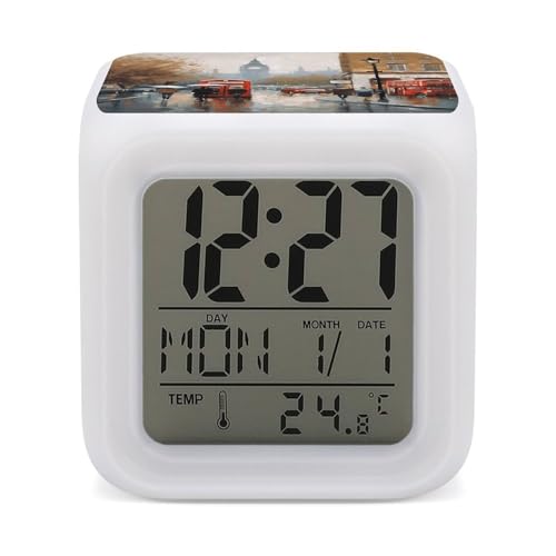 Reloj despertador LED personalizado con 7 colores como regalo ideal para personas y dormitorios 2