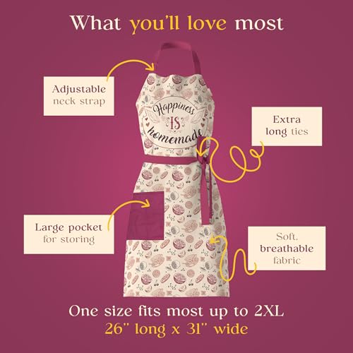VITA ELEGANTE Waterproof Apron for Adults – Adjustable Fit with Deep Pockets, Stylish Cooking & Baking Apron for Women and Men – Durable, Machine-Washable Gift for Home Chefs