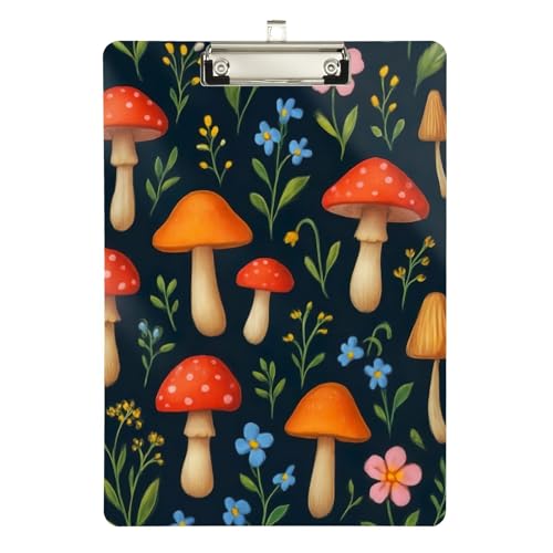 気まぐれなマッシュルームライティングクリップボード、両面プリントクリップボード、目立たないクリップ付き12.5インチ x 9インチ。