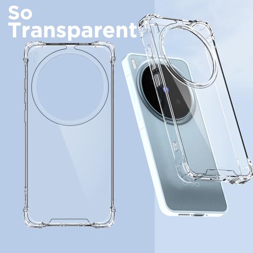 Image of Amazon Basics Back Cover for Vivo X300 Pro 5G PC + TPU Clear Transparent Raised Edges Shockproof Protective Phone Bumper Case (Transparent)