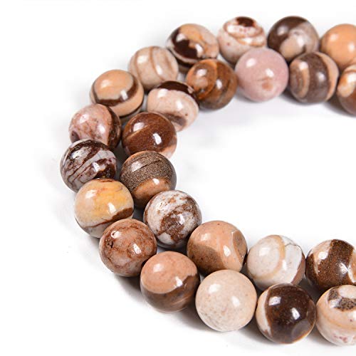 Nancybeads 60pcs 6mm Natural Brown Zebra Gemstone Round Spacer Loose Stone Beads for Jewelry Making 15.5" 1 Strand (Brown Zebra, 6mm 60Beads)