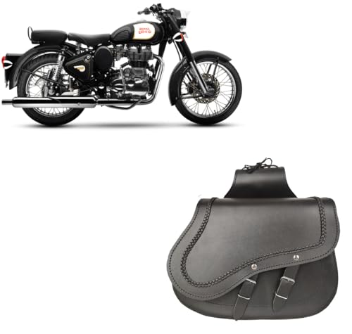 WinNet Borse Laterali da Moto compatibili con Royal Enfield BULLET 350 valigie in Pelle rigida Bisaccia Custom da usare SENZA TELAIETTI