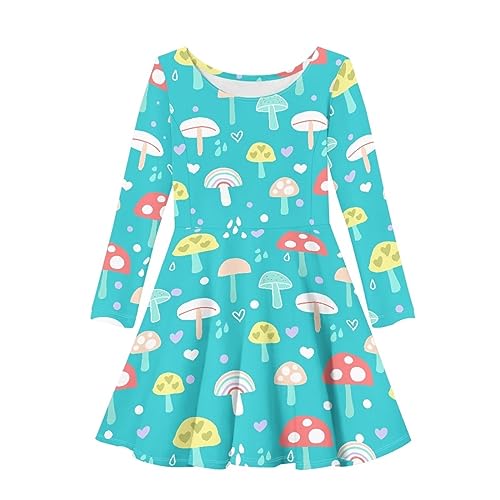 Kids Cute Clothes Girls Twirly Swing Dress Long Sleeve Crew Neck Fall Clothes School Casual