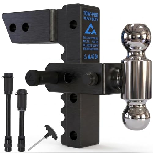 CROSSHIP Adjustable Trailer Hitch - Heavy Duty Aluminum Drop Drawbar Hitch - Fits 2.5' Receiver, 8' Drop/Rise, for Truck, SUV, RV(18500 Lbs GTW)