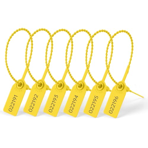 Flintronic Precintos de Seguridad de Plastico, 120 Piezas Brida de Cable Multicolor, 25CM Etiqueta Bridas para Cables con Número, para Ropa Calzado Bolsas Logística Transporte (Amarillo)