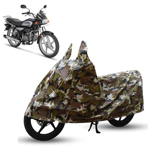 Image of Sulfar Bike Cover for Hero MotoCorp Splendor Plus (100cc / 125cc Xtec) | Waterproof, Dustproof & UV Protected | All Weather Two Wheeler Cover (Army Green) New 2026 Variants