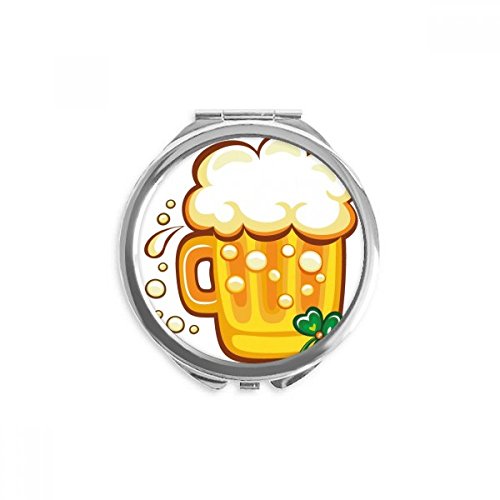 Miroir de poche trèfle jaune bière pour la St. Patrick