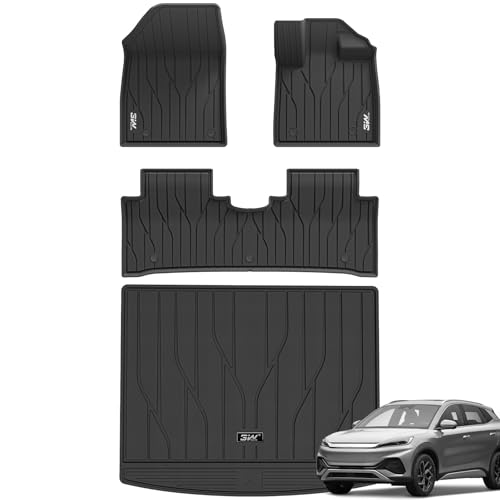 3W Floor Mats & Boot liner Fit for 2022-2025 BYD ATTO 3, All Weather Thorex™ Car Mat for YUAN PLUS, Dog Friendly TPE Waterproof Anti-Slip Easy to Clean Heavy Duty Floor Liner Trunk Mat BYD A