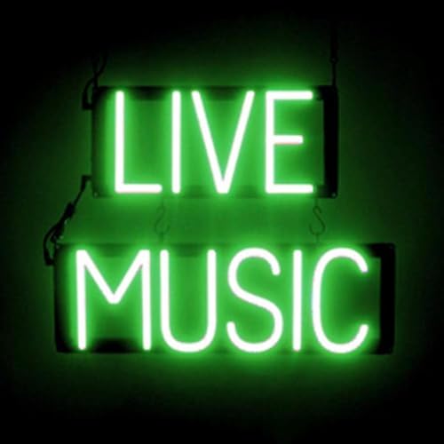 Image of SpellBrite LED Neon LIVE MUSIC Sign for Business - Green, 19 inch x 15 inch | Ultra-Bright Click-Together Signage for Bars & Restaurants, with Visibility from 500 ft - 8 Animations, 6 Brightness Levels